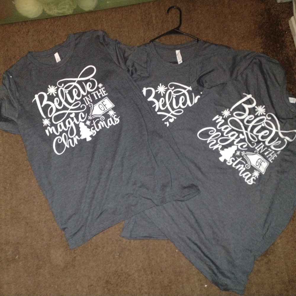 Believe in the magic of Christmas shirt. Gray in multiple sizes